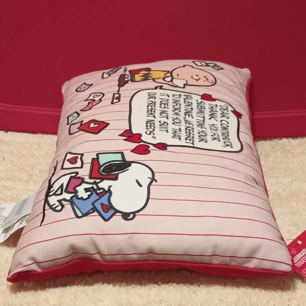 NWT ~ Peanuts Valentine's Snoopy & Charlie Brown Comic Decorative Throw Pillow